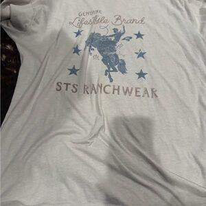 STS Ranchwear Cream T-Shirt with Blue Graphic